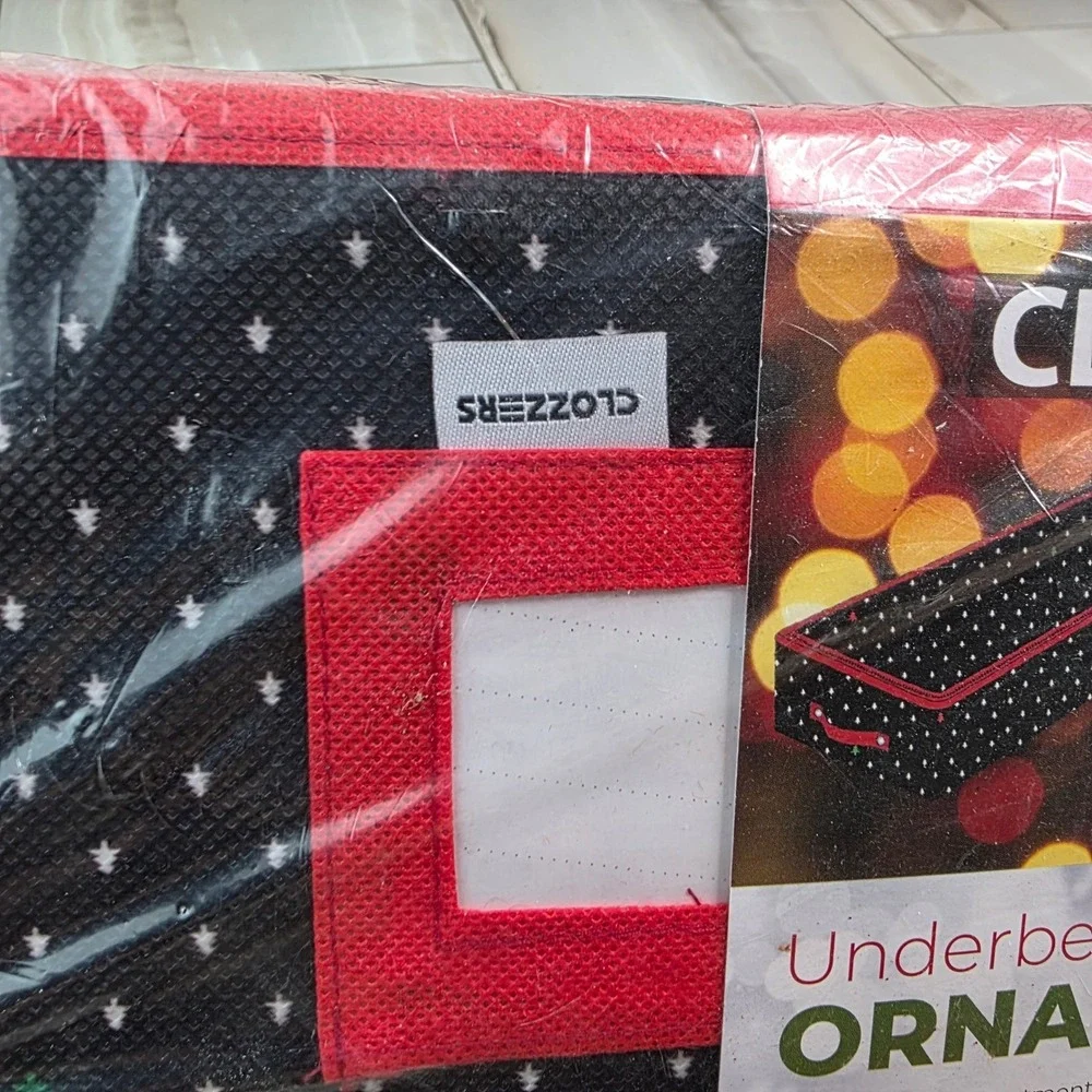 Clozzer Underbed Ornament Box Holiday Storage Bag 128 Ornaments 48x12x6 Black S3